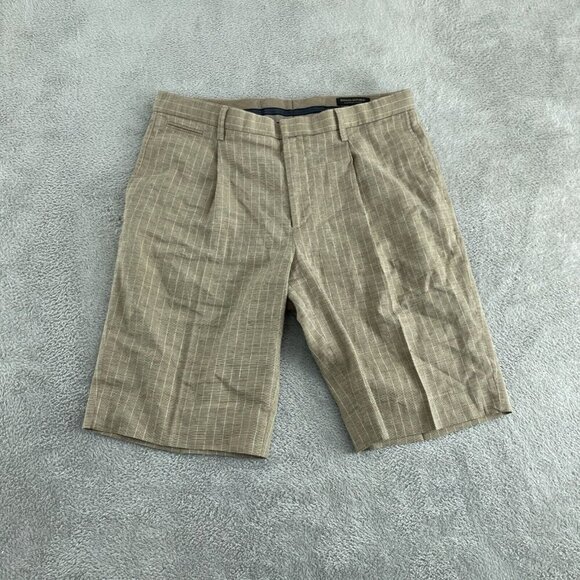 Banana Republic Emerson Mens Short 33 Beige Striped Linen Blend Casual 5007 - Picture 1 of 9